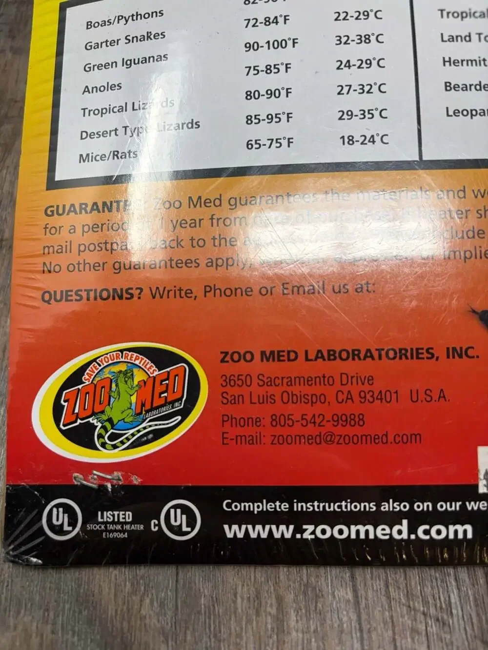Zoo Med ReptiTherm U.T.H. Under Tank Heater 30-40 Gallon Terrarium Size RH-5